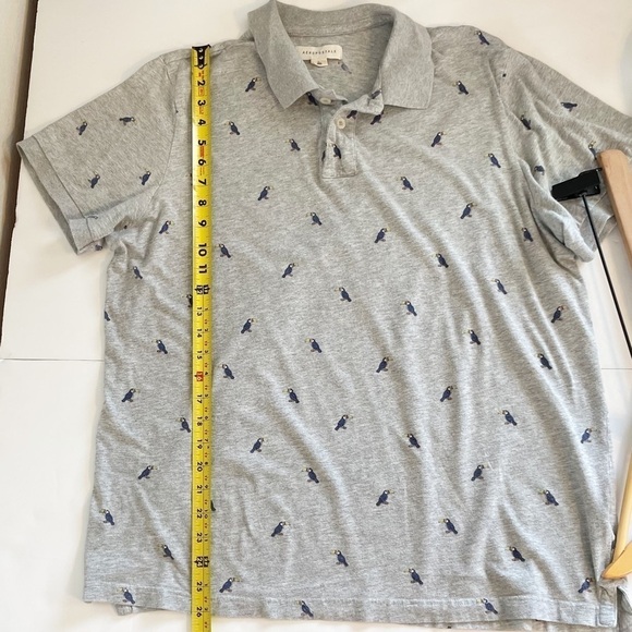 Aeropostale Gray Short Sleeve Toucan Bird Print Cotton Polo T-shirt Size Large - Picture 8 of 9